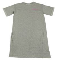 Šedé teplákové šaty s nápisem Primark