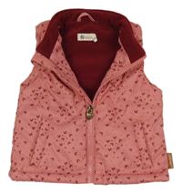 Růžová šusťáková zateplená vesta se srdíčky 