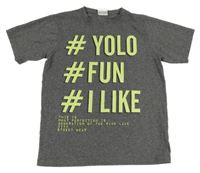 Tmavošedé melírované tričko s nápisem Yigga