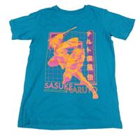 Azurové tričko s potiskem - Naruto