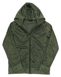 Tmavozelená sportovní propínací mikina s kapucí 