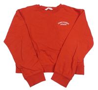 Červená crop mikina s nápisem Mango