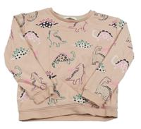 Růžová mikina s dinosaury M&S