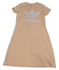 Meruňkové bavlněné šaty s logem Adidas