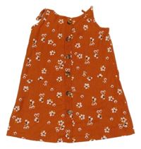 Cihlové květované šaty s knoflíky Primark