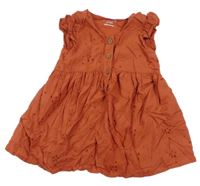 Cihlové madeirové šaty s knoflíky Primark