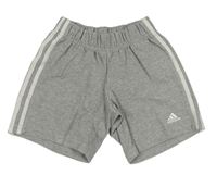 Šedé teplákové kraťasy s pruhy Adidas 