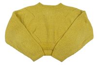 Žlutý žinylkový crop svetr H&M