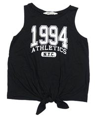Černý crop top s číslem a uzlem H&M