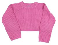 Růžový pletený crop svetr Zara