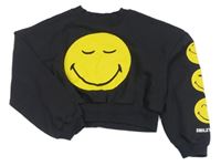 Antracitová crop mikina se smajlíky H&M