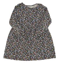 Černo-barevné kytičkované bavlněné šaty H&M
