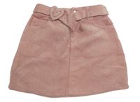 Růžovo-zlatá manšestrová sukně s páskem Mayoral