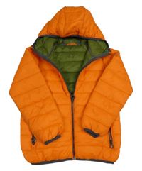 Oranžová šusťáková prošívaná zimní bunda s kapucí Next