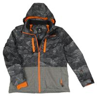 Šedo-černá šusťáková zimní bunda s horami a kapucí Firefly 