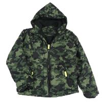 Khaki-černá army šusťáková zimní bunda s kapucí 