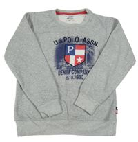 Šedá melírovaná mikina s nášivkou U.S. Polo Assn.