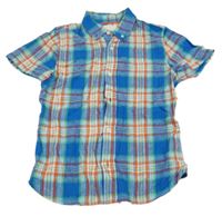 Modro-barevná kostkovaná lněná košile Bini Boden