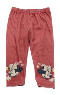 Růžové plyšové legíny s Minnií Disney