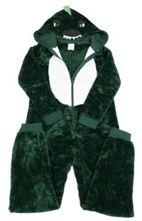 Tmavozelená chlupatá kombinéza s kapucí - dinosaurus John Lewis