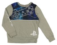 Béžovo-tmavmodrá mikina PlayStation