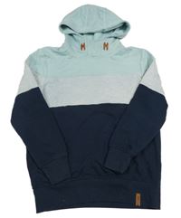 Světlemodro-šedo-tmavomodrá mikina s kapucí Yigga 