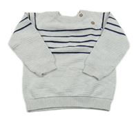 Šedo-tmavomodrý pruhovaný žebrovaný svetr C&A