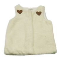 Smetanová huňatá podšitá vesta se srdíčky LC Waikiki