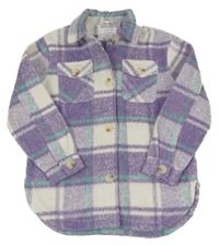 Fialovo-bílo-zelená kostkovaná košilová bunda Primark