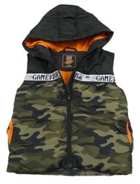 Army-antracitová šusťáková zateplená vesta s kapucí Kiki&Koko