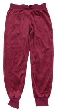 Malinové plyšové kalhoty 