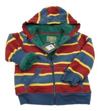 Nové - Barevná pruhovaná propínací zateplená mikina s kapucí John Lewis