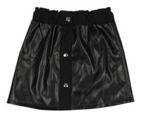 Černá koženková sukně s knoflíky Shein