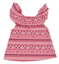 Neonově růžový top se vzorem a volánky zn Y.F.K.