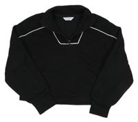 Černá crop mikina s proužky a rolákem Primark