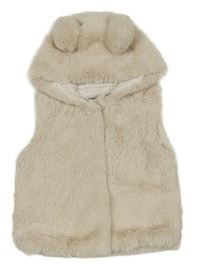 Béžová kožešinová podšitá vesta s kapucí Primark