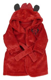 Červený chlupatý župan s Minnií a kapucí George