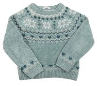 Zelenošedý žinylkový svetr se vzorem H&M