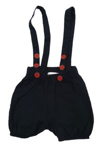 Tmavomodré plátěné kraťasy s kšandami