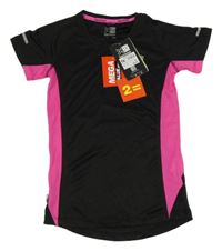 Nové - Černo-růžové běžecké tričko s logem Karrimor