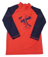 Červeno-tmavomodré UV triko se Spider-manem