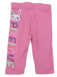 Růžové capri legíny s nápisem a králíčkem Little Kids 