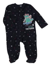 Tmavomodrý fleecový overal s dinosaurem a hvězdičkami So Cute