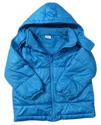 Modrá prošívaná šusťáková jarní zateplená bunda s kapucí F&F
