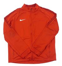 Červená propínací sportovní mikina s logem a tmavočerveným pruhem Nike