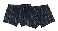 2x - Tmavošedo-černo-modro-bílé pruhované boxerky REWARD
