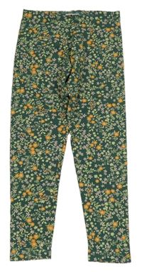 Tmavozelené legíny s kytičkami a větvičkami C&A