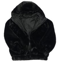 Černá kožešinová podšitá bunda s kapucí St. Bernard