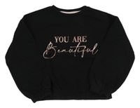 Černá crop mikina s nápisy Matalan