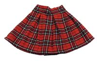 Červeno-černo-bílá kostkovaná vlněná sukně F&F